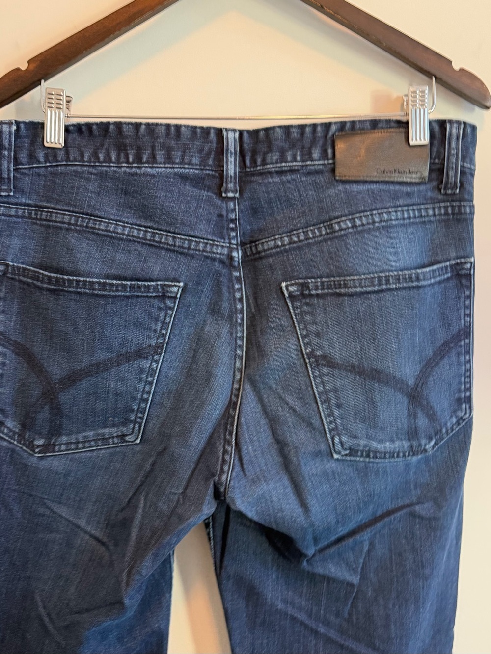 Men's Calvin Klein Dark Blue Slim Straight Jeans - 34x34 - Picture 5 of 6